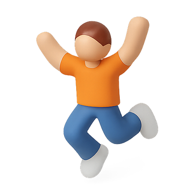 3D Character Illustration of a Joyful Person