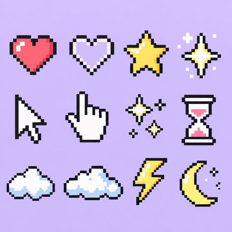 Pixel art design elements collection