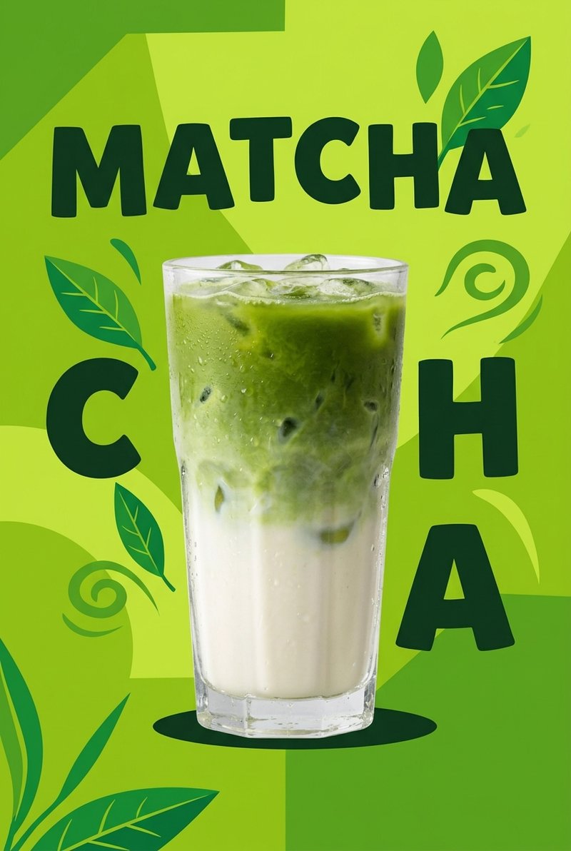 vibrant matcha latte in glass