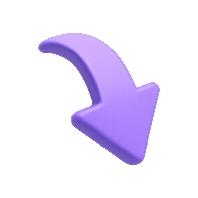 3D Purple Arrow Icon for Directional Indication