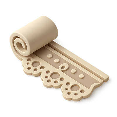 3D Decorative Lace Trim Icon Design with Isometric View