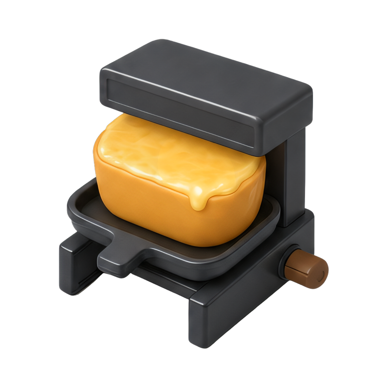 Classic raclette melter in action