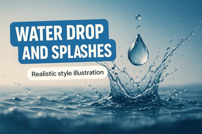 Realistic Water Drop and Splash Illustration