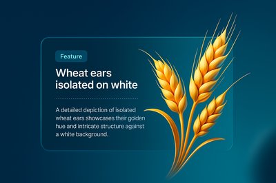 Isolated Golden Wheat Ears on a Gradient Background
