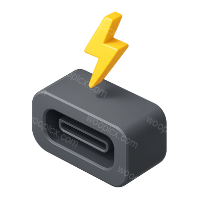 3D Thunderbolt Icon with Volumetric Effect