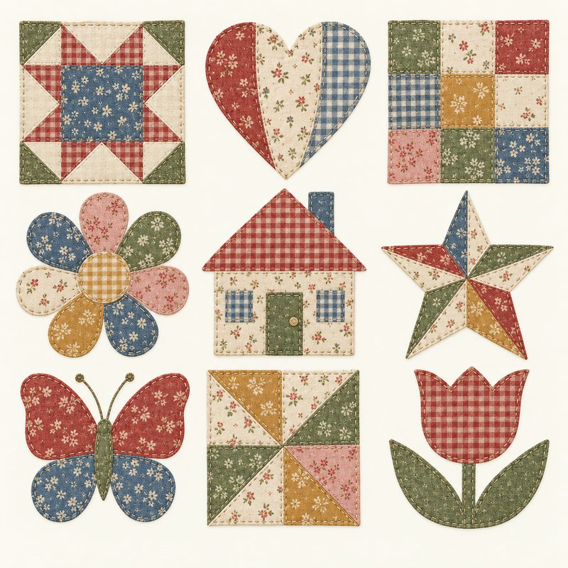 Patchwork quilt design elements