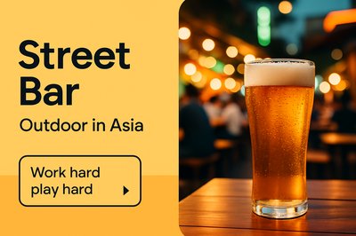 Vibrant Asian Street Bar Scene with Beer and Bokeh