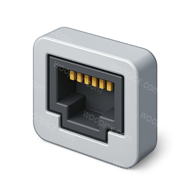 3D Isometric Network Port Icon with Transparent Background