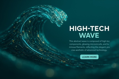 High-Tech Wave: Neon Harmony in Abstract Design