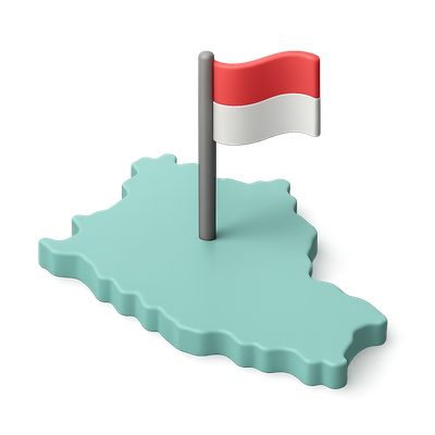 3D Isometric Map Icon with Flag Design