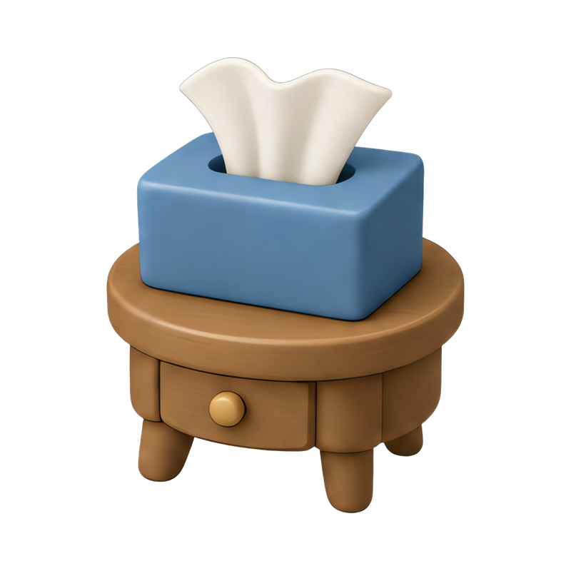 Tissue box on side table