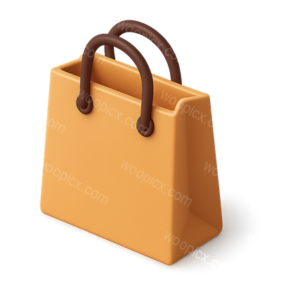 Stylish 3D Shopping Bag Icon with Handles