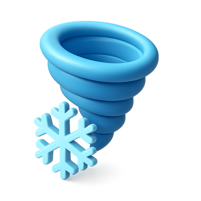 3D Blue Tornado with Snowflake Design