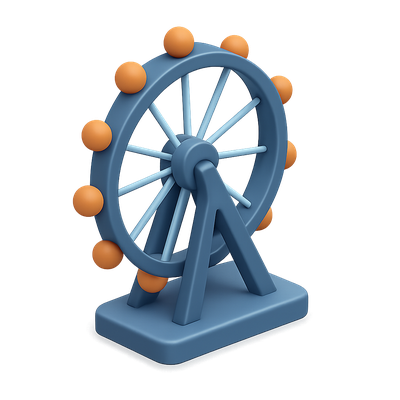 Stylized 3D London Eye Icon with Isometric View