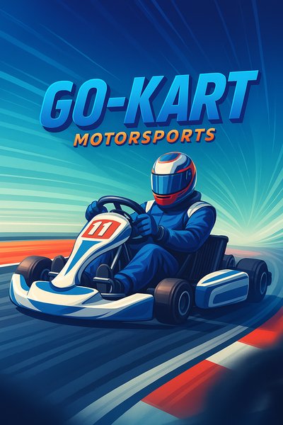 Dynamic Go-Kart Racing Illustration with Bold Title