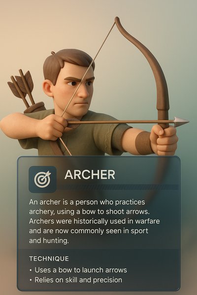 3D Illustration of an Archer with Informative Overlay