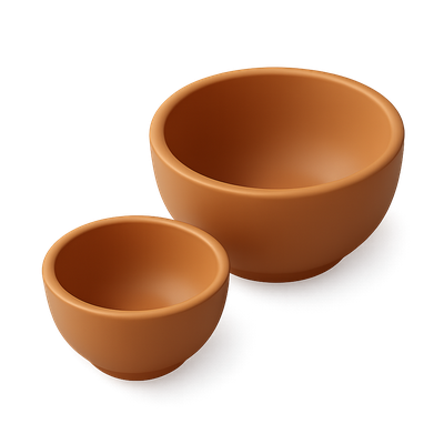 Stylish 3D Icon of Two Bowls in Isometric View