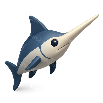3D Swordfish Bill Icon with Isometric Design