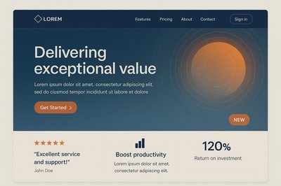 Boho Style Landing Page Design with Gradient Background