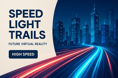 Futuristic Neon Cityscape with Speed Light Trails