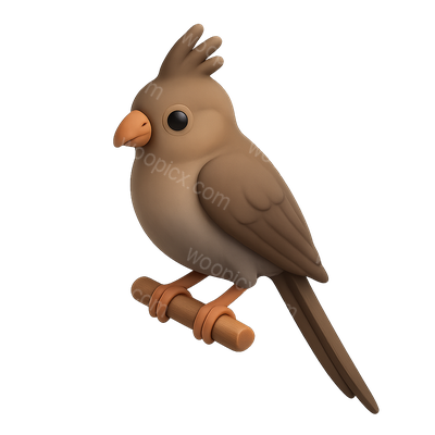 Cute Cartoon Bird Illustration on a Branch