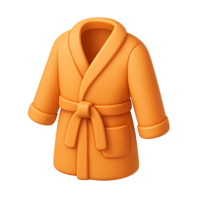 Stylish 3D Bathrobe Icon in Vibrant Orange