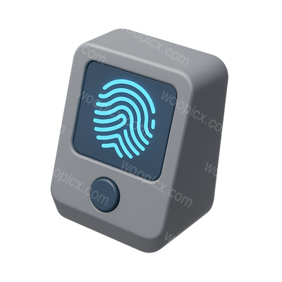 3D Fingerprint Scanner Icon with Isometric View
