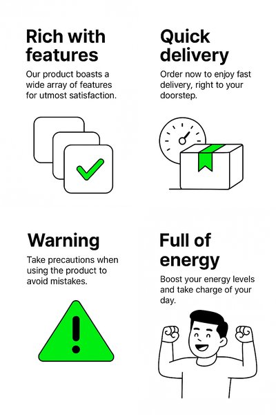 Informative Product Features Graphic with Icons