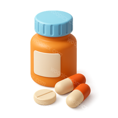 3D Pill Bottle Icon with Pills in Isometric View