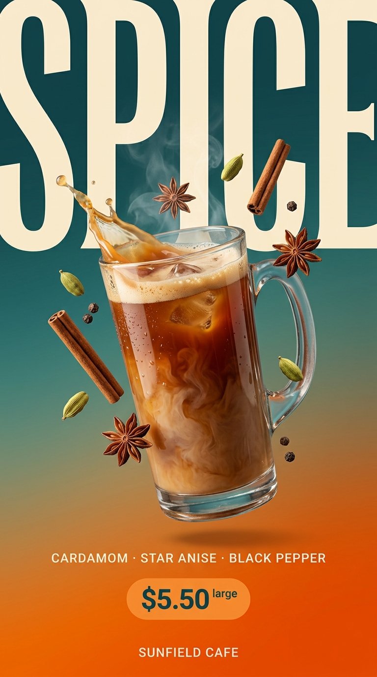 Chai latte in teal cup