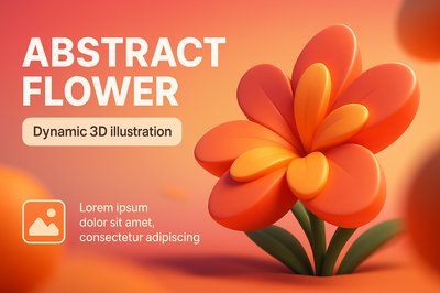 Vibrant Abstract Flower 3D Illustration
