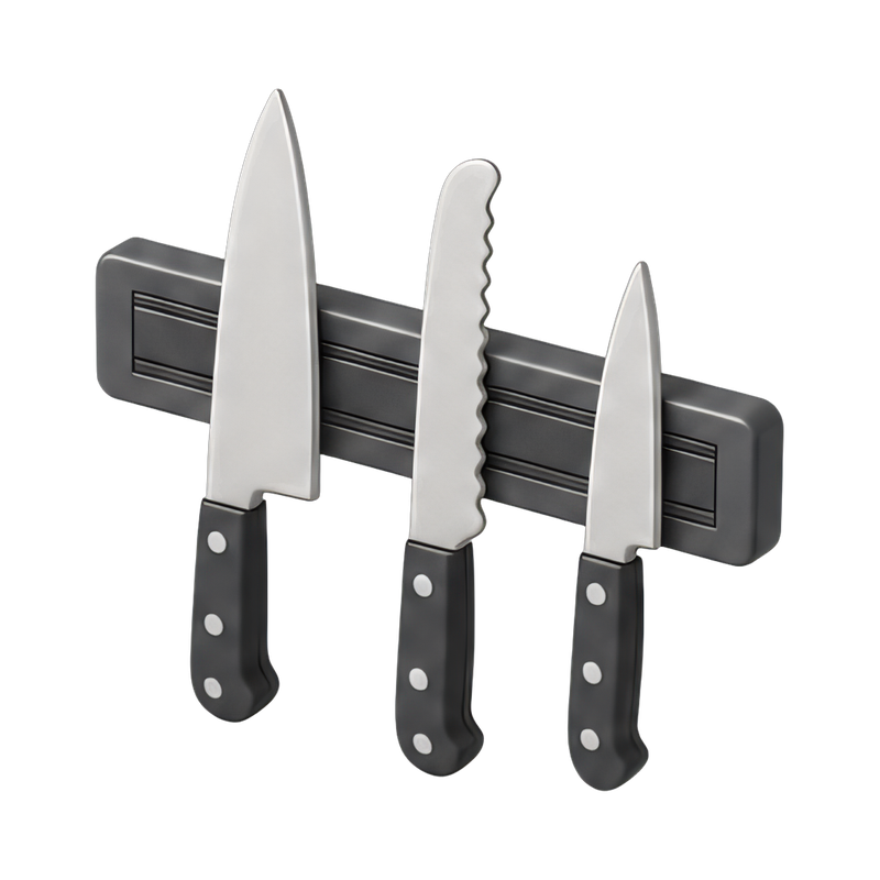 magnetic knife strip with knives