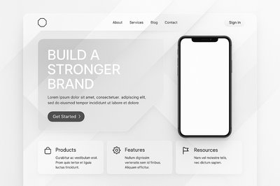 Modern Geometric Landing Page Design with Clean UI