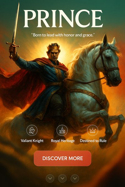 Dynamic Prince in Realism Style with Heroic Imagery