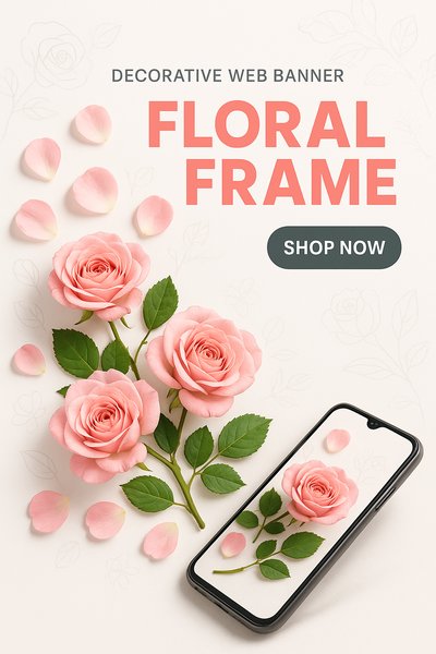 Floral Tech Fusion - Modern Web Banner Design with Roses