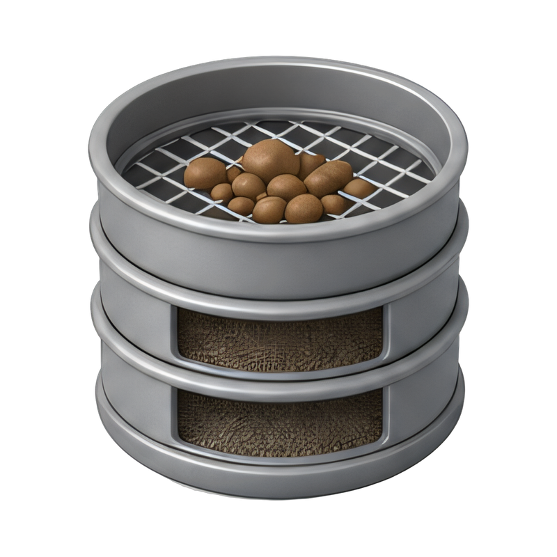 stacked sieves with soil samples