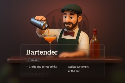 3D Bartender Illustration in Universal Style