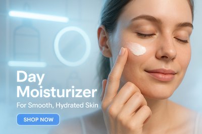 Skincare Promotional Image Featuring Day Moisturizer
