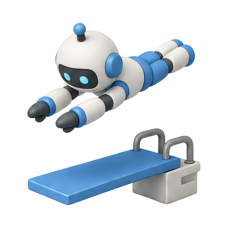 robot diving from a board