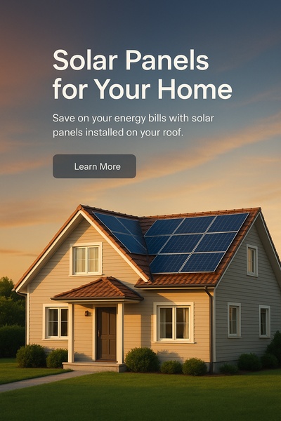 Stunning Solar Panels on a Modern Home at Sunset