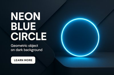 Modern Neon Blue Circle on Dark Background