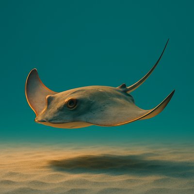 Realistic Stingray Gliding Over Sand in Vibrant Background
