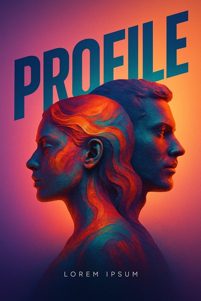 Dynamic Colorful Abstract Profiles with Bold Typography