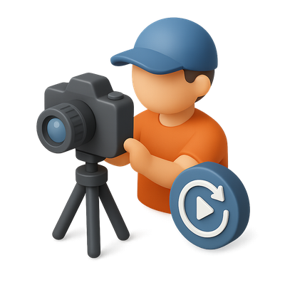 3D Icon of a Time-Lapse Photographer with Camera