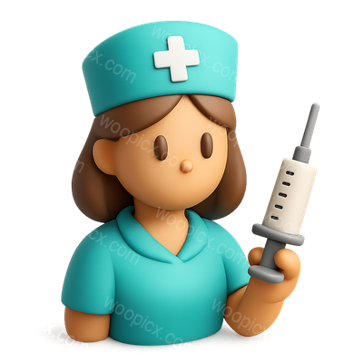 3D Icon of Nurse Holding Syringe in Isometric View