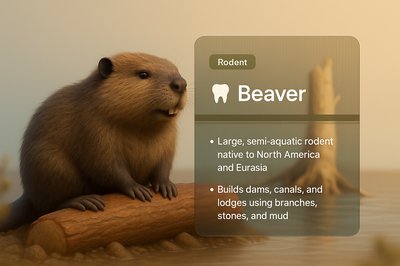 3D Beaver Illustration with Informative Block