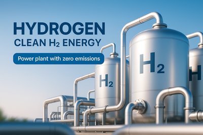 Hydrogen Power Plant: Clean Energy Concept with Steel Tanks
