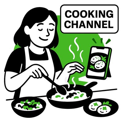 Illustrative Cooking Channel Graphic Featuring a Chef
