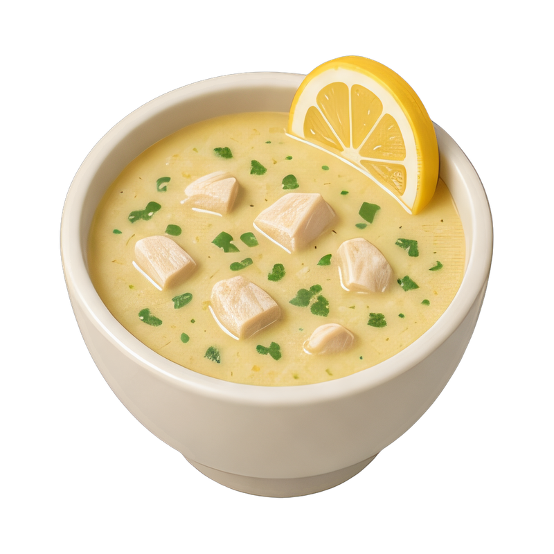 avgolemono soup in a bowl