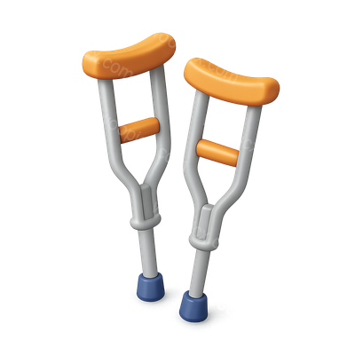 Stylized 3D Crutches Icon with Isometric Design